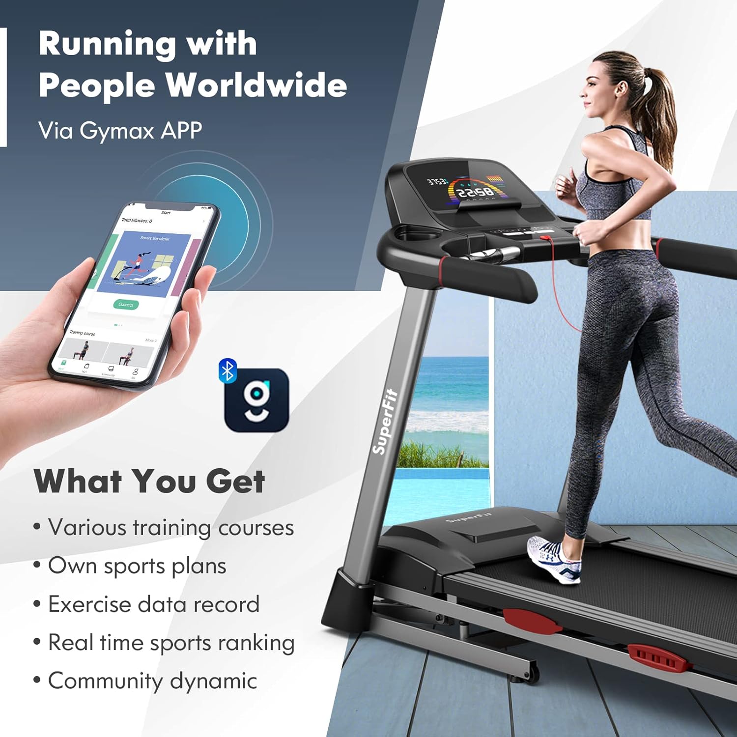 Foldable Treadmill with 15% Auto Incline L79316