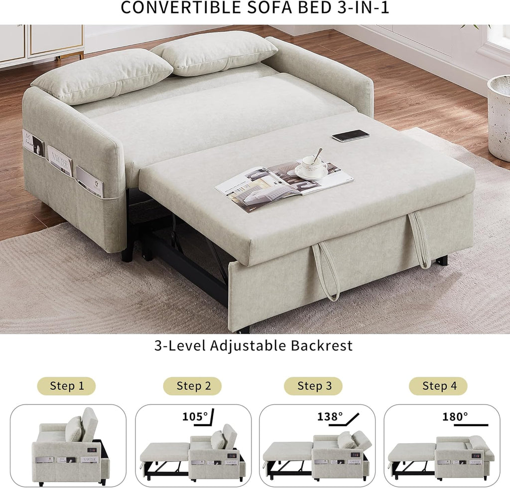 Beige Sleeper Sofa with Pull Out Bed G693548