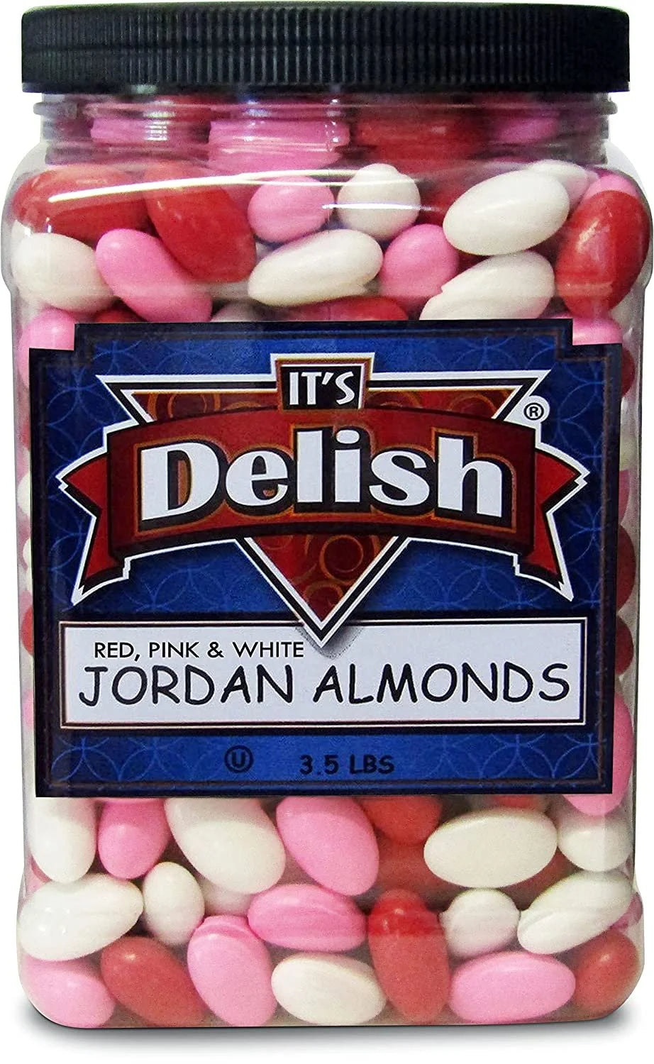 Red Pink & White Jordan Almonds Mix, 3.5 LBS Jumbo Container E7395