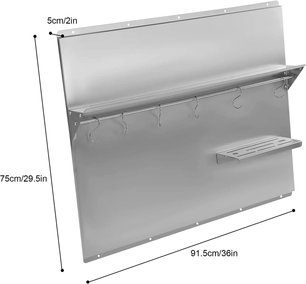 Stainless Steel Backsplash with Shelf (36x 29.5 Inch) W5774
