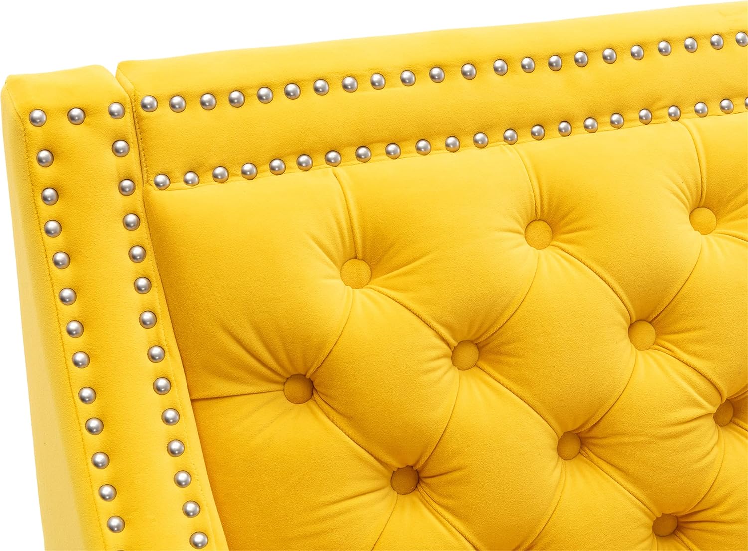 Yellow Velvet Accent Chairs with Wood Legs K86670