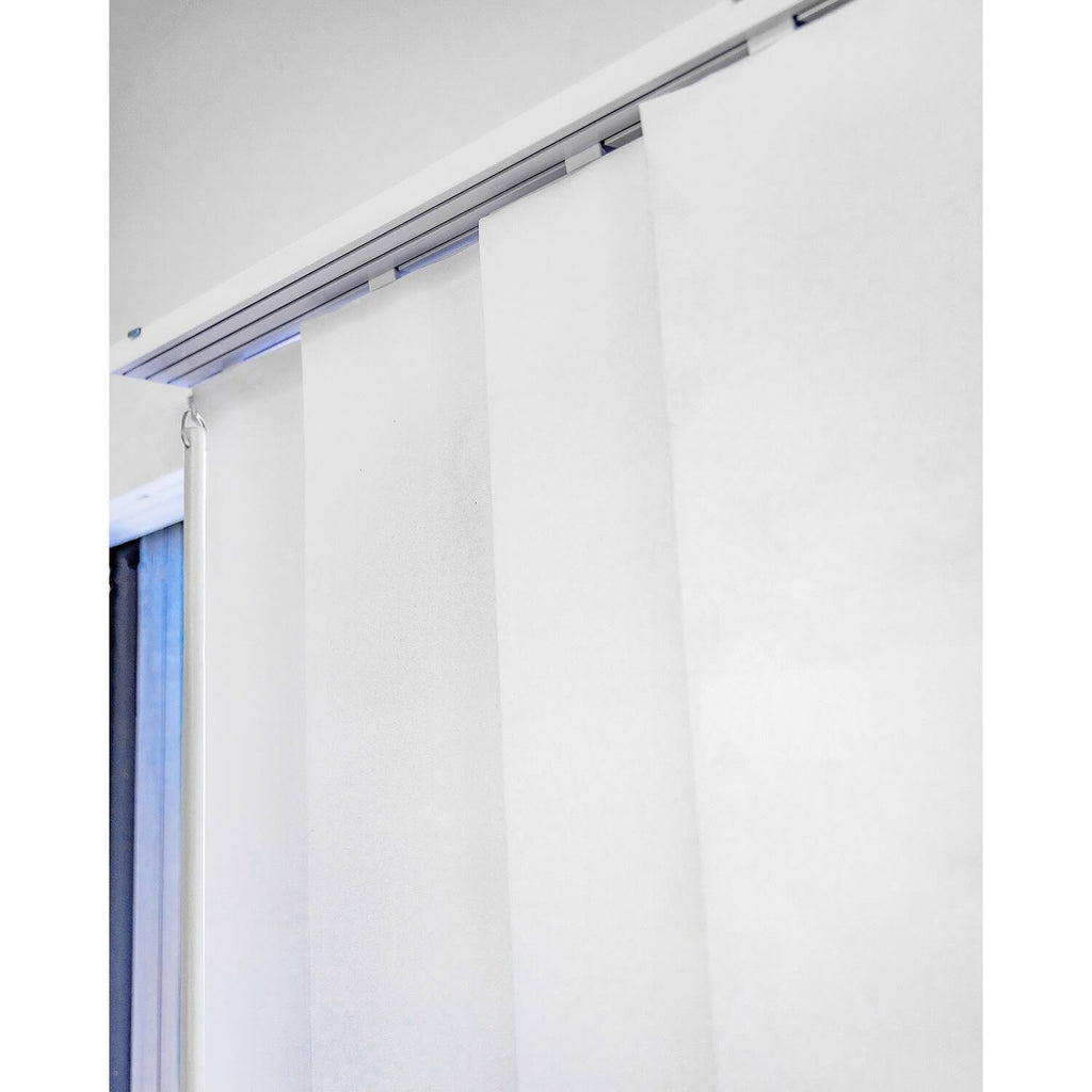 Blackout Adjustable Sliding Panel Track Blind, Up to 86 inchw x 96 inchh, Ivory F888