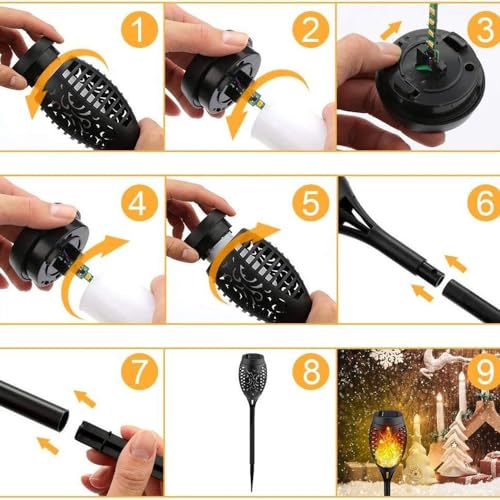 4 Pack Solar Torch Light with Flickering Flame, Waterproof Solar Garden Lights W81203
