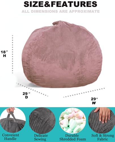 3Ft Faux Fur Memory Foam Bean Bag Chair Blue E572