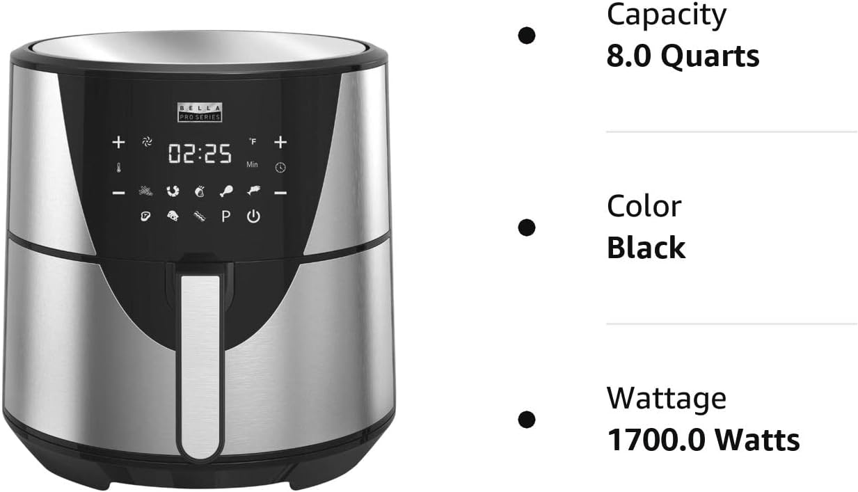 8qt Touchscreen Digital Air Fryer, Stainless Steel U69446