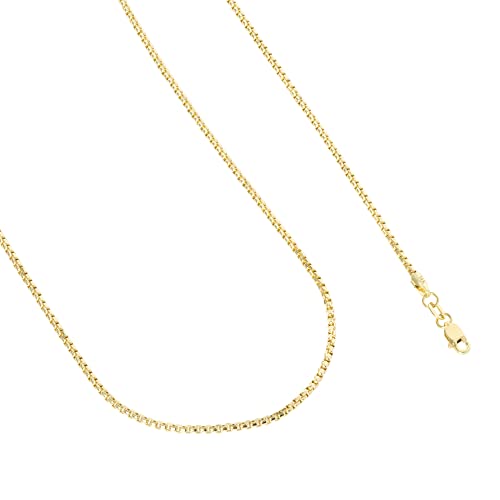 14k Yellow Gold 1.5mm Round Box Chain Venetian Link Pendant Necklace 16" 18" 20" 22" 24" 26" 28" 30" C9788