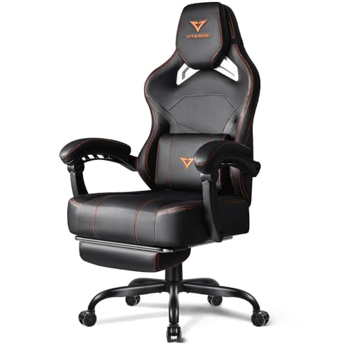 Big and Tall Gaming Chair with Footrest, Ergonomic Computer Chair (Black+Red) Y12139
