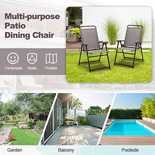 Portable Folding Chairs with Metal Frame & Armrest (4) U780821