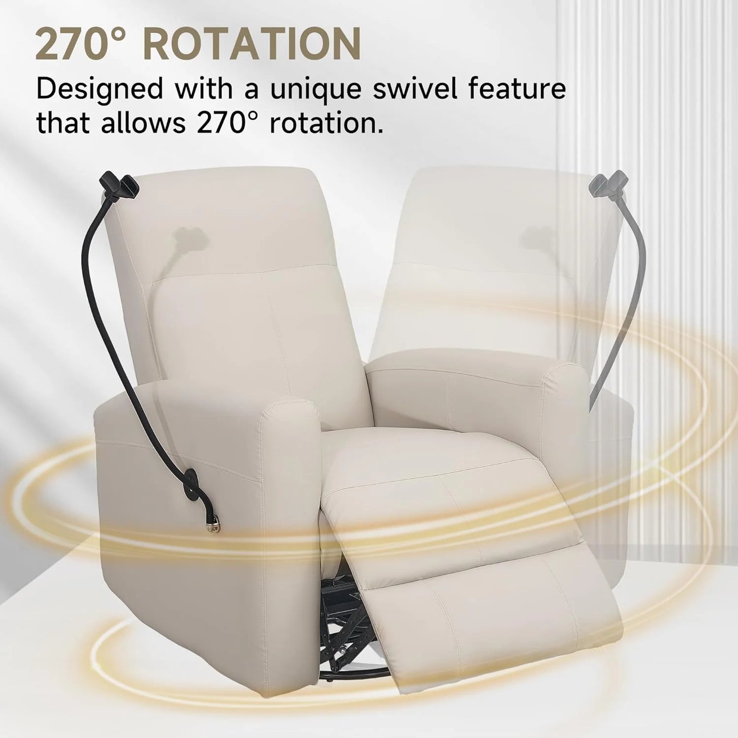 Creamy White Swivel Rocking Power Recliner Chair with USB Port K591729