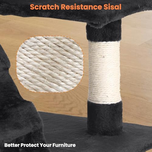 Dark Gray Multi-Level Cat Tree with Scratching Posts B37900