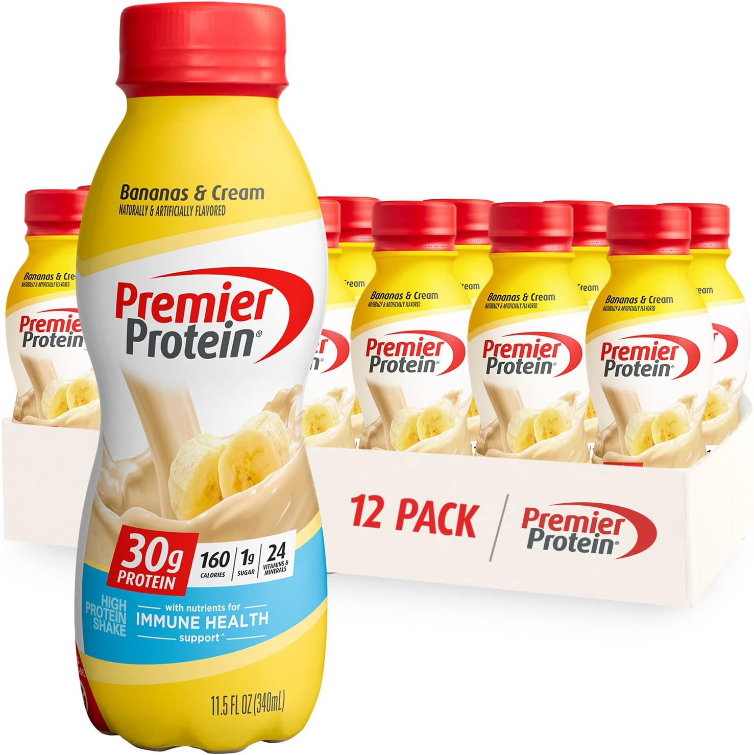 Vanilla & Bananas & Cream Protein Shake, 30g Protein, 1g Sugar, 12 Pack K374