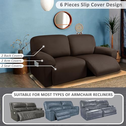 8-Pieces Dark Grey Stretch Recliner Sofa Covers U687263