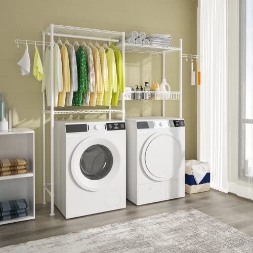 3 Tier Adjustable Height Storage Shelf with Wire Basket and 2 Hooks S602