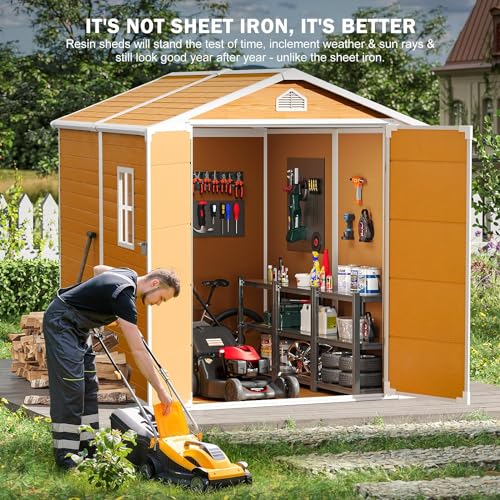 8x6 Feet Resin Storage Shed with Floor, Dove Grey A17685