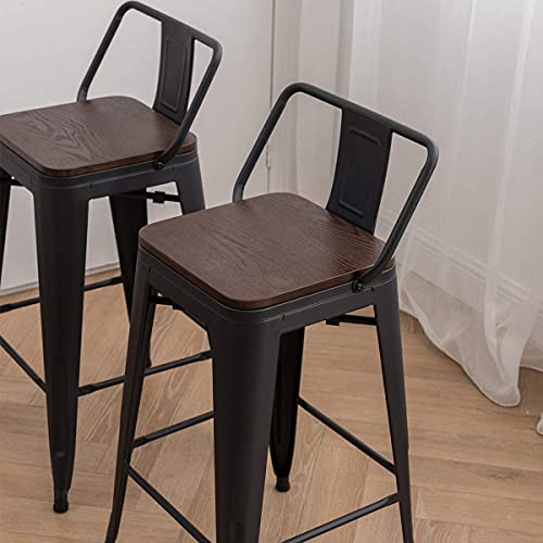 Distressed White 30 Inch Metal Bar Stools Set of 4 J915505