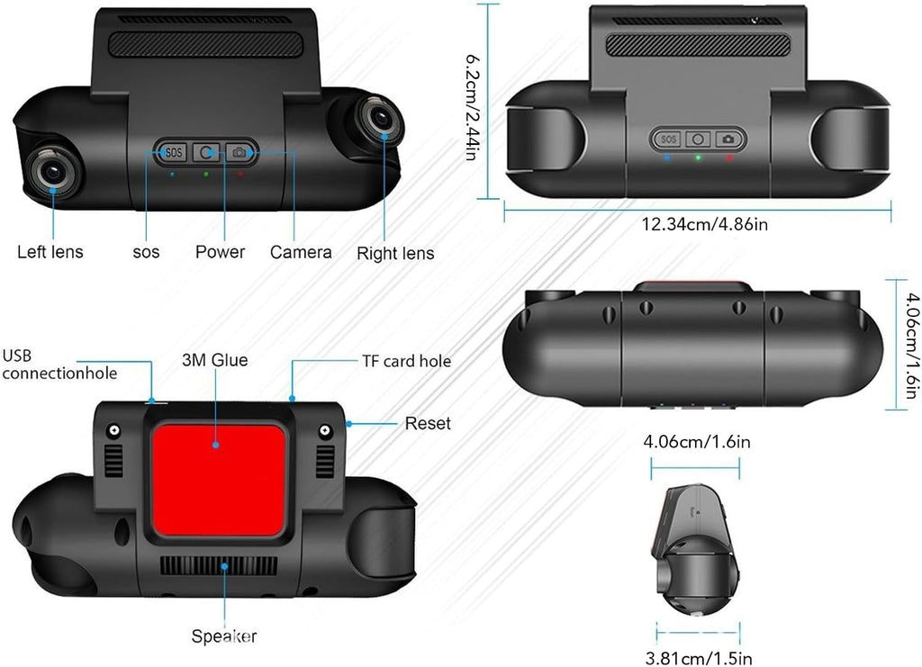 1080P FHD Front and Rear Dash Cam with 170° Wide Angle K2750