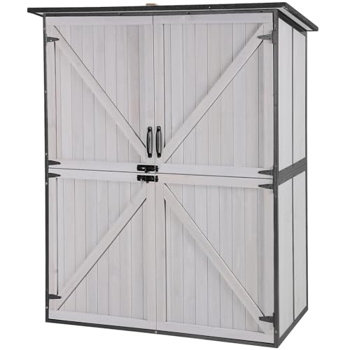 Outdoor Storage Shed with Metal Frame and Adjustable Shelfs (Brown) P9448