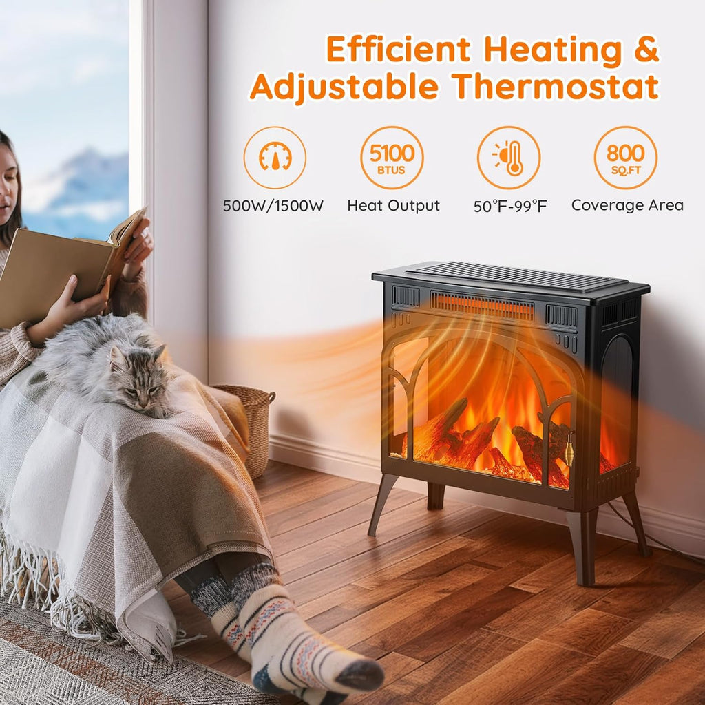 1500W Infrared Electric Fireplace Heater with 3D Flame Effect H271577