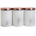 3 Piece Matte White Sugar Coffee Tea Canister Set D693153