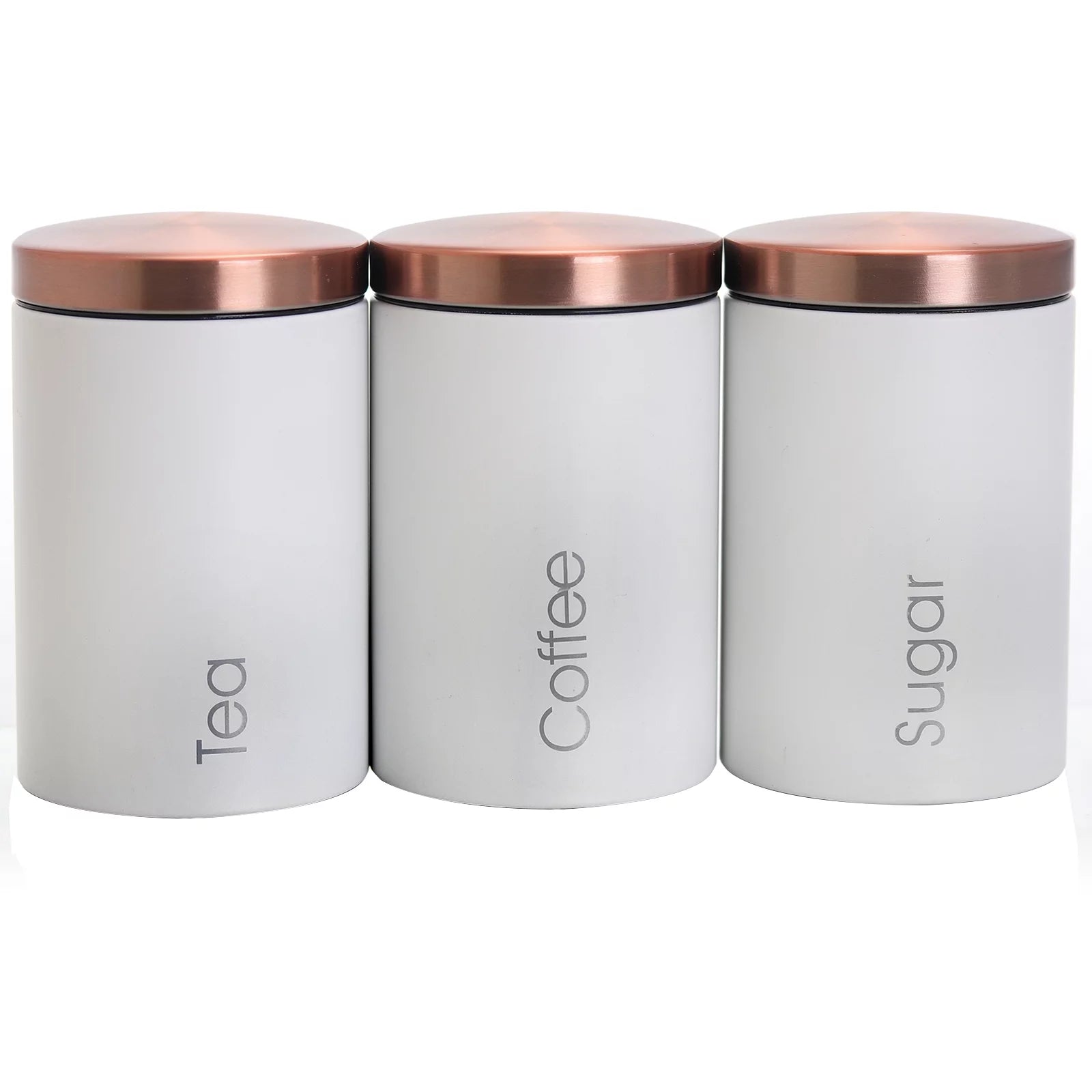 3 Piece Matte White Sugar Coffee Tea Canister Set D693153