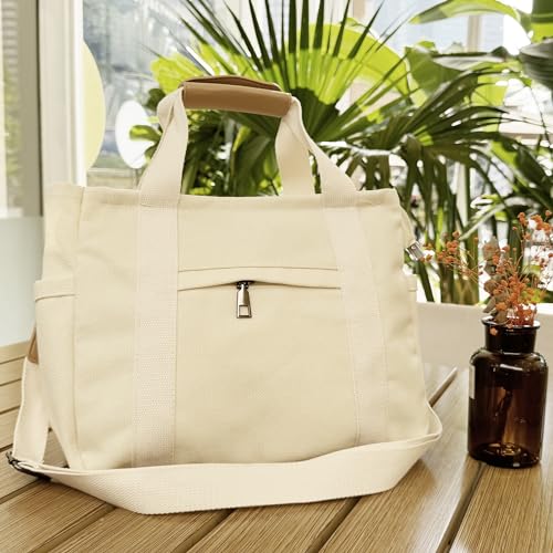 Canvas Tote Bag with Multiple Pockets U2946