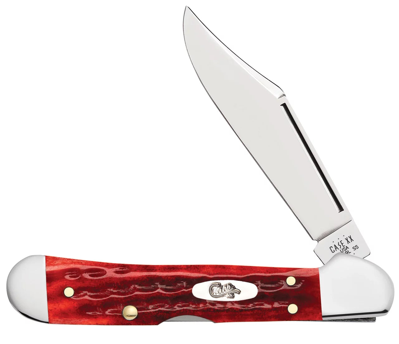 Pocket Worn 3.63" Blade Red Bone Handle Mini Copperlock Knife H908
