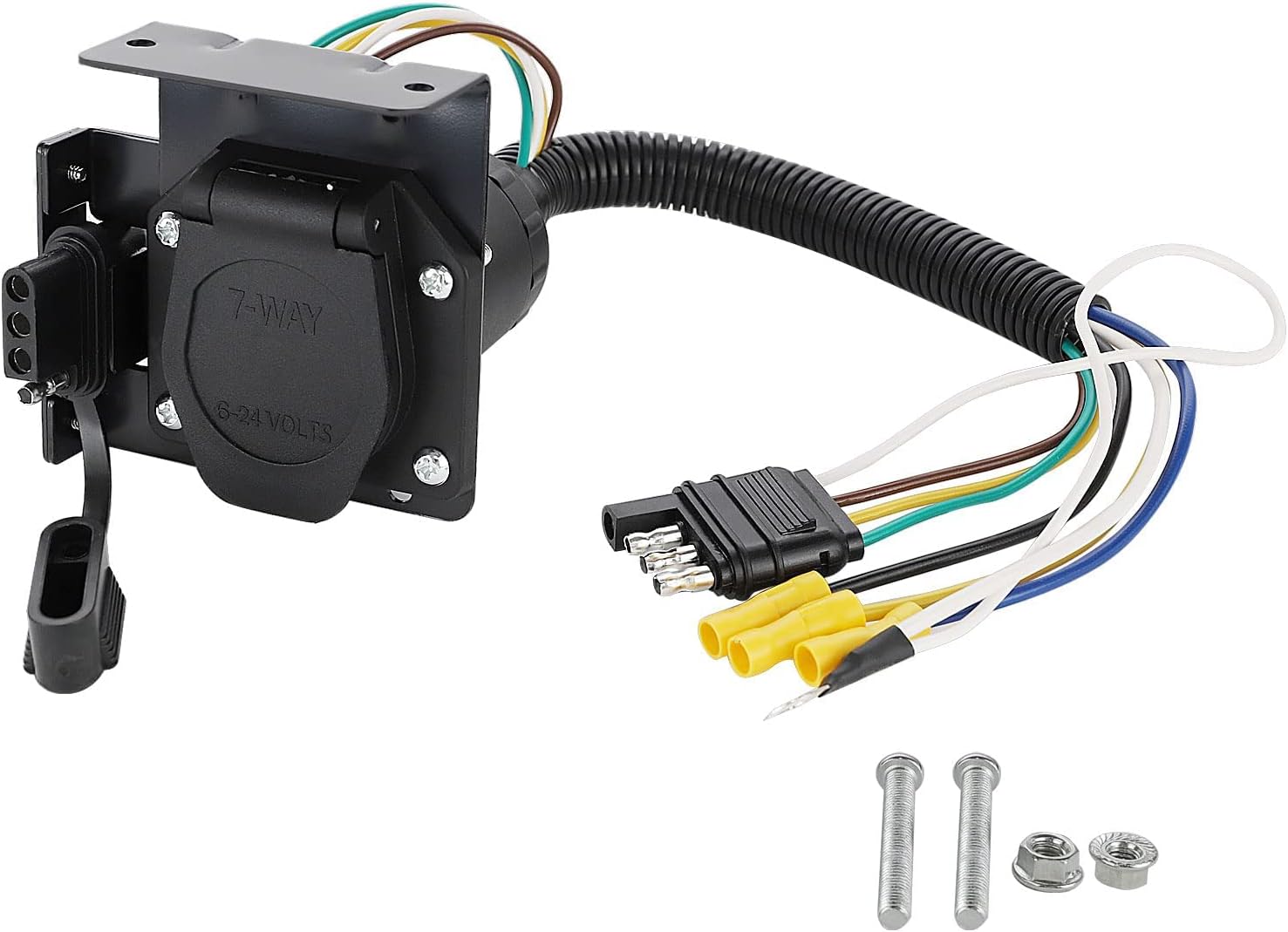 4-Way Flat to 7-Way RV Blade Trailer Wiring Adapter Connector Kit W45180