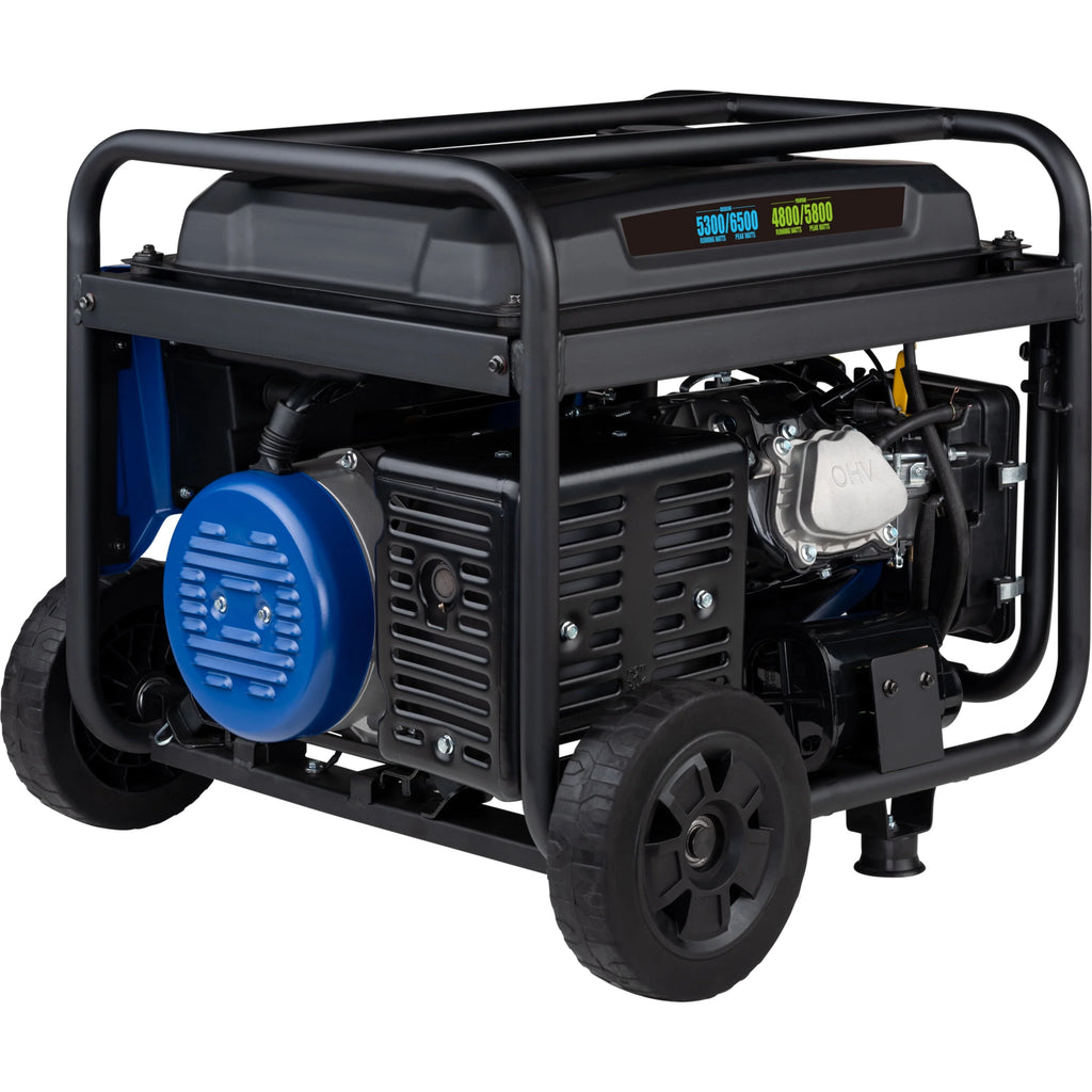 6500 Peak Watt Dual Fuel Portable Generator with CO Sensor and Wheel Kit A61162