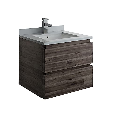 24 Inch Wall Hung Bathroom Vanity with Quartz Countertop and Ceramic Sink Q62254