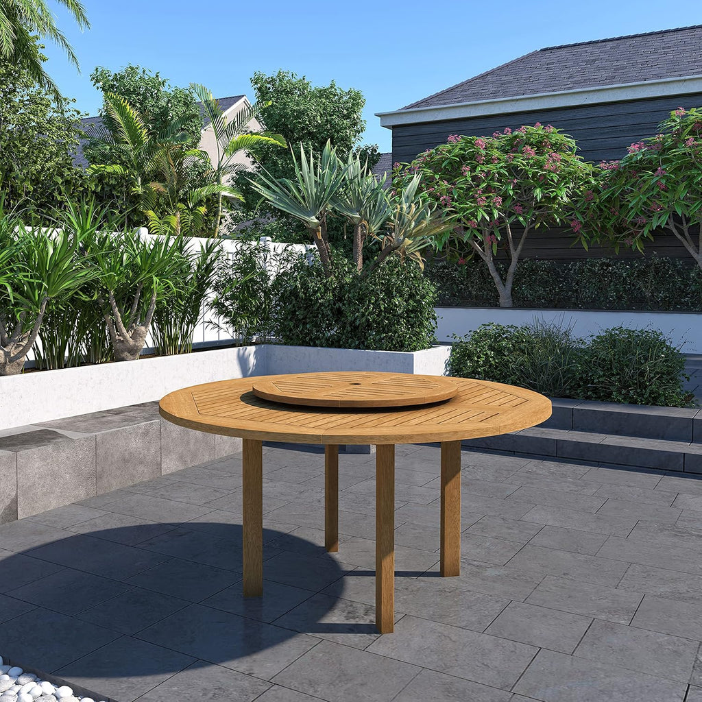 7-Piece Round Dining Set, Eucalyptus Wood, Brown O86405