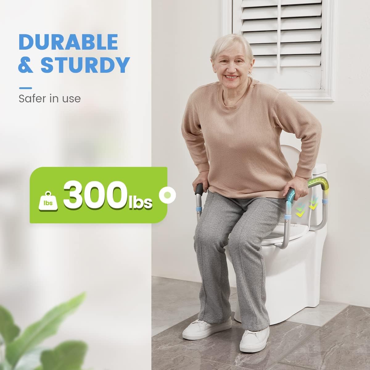 Adjustable Compact Toilet Safety Rail with Hand Rails A226