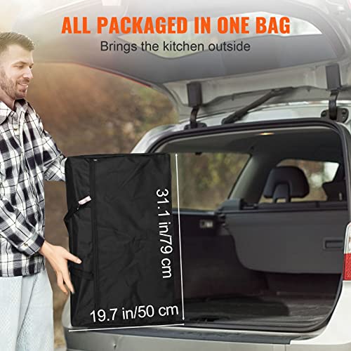 Brown Aluminum Folding Camping Kitchen Table with Storage Carrying Bag G9699