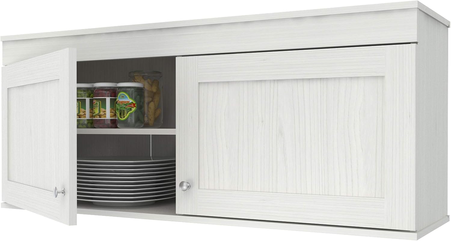 4-Piece Buffet Storage System with 2 Tall/Slim Cabinets, Washed Oak U577221