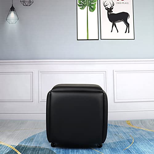 Leather Nesting Ottoman Cube Chair with Wheels Q291774