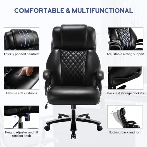 Black Ergonomic Leather High Back Office Chair J636425