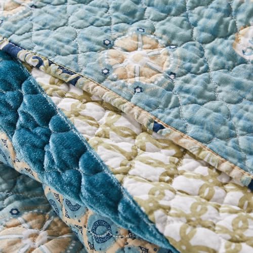 3-Piece Full/Queen Blue Quilted Bedding Set P17884