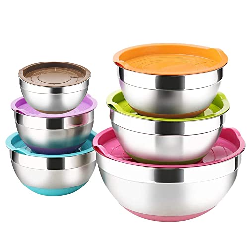 6 Piece Stainless Steel Mixing Bowls with Airtight Lids Y211