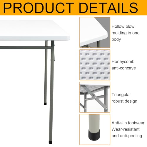 White 3ft Rectangular Plastic Folding Table D628265