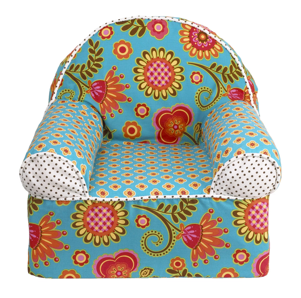 Turquoise Orange Multi Color Floral Dot Foam Chair Q45927