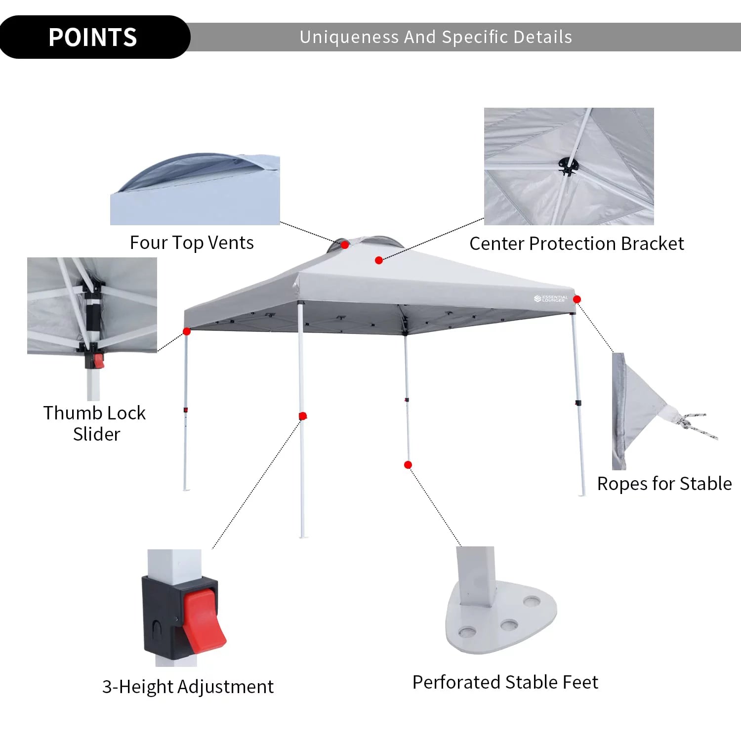 Grey 10x10ft Pop Up Outdoor Canopy Tent with Wheeled Carrying Bag I423