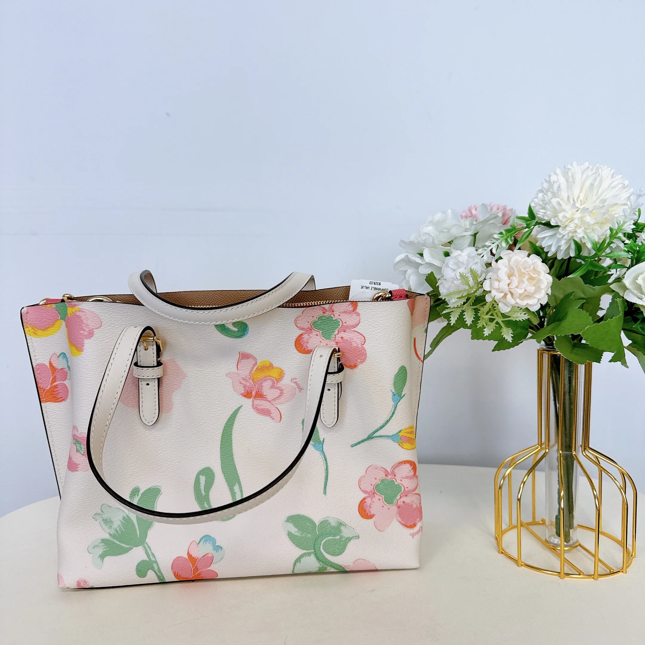 Chalk Multi Floral Print Tote I114468