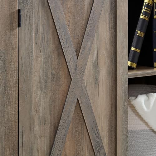 Tall Storage Cabinet Bookcase with Sliding Barn Door and Adjustable Shelf O29221