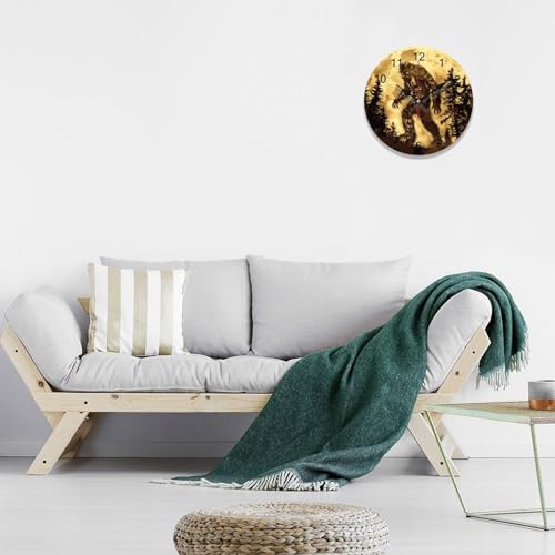 Golden Moon Wall Clock Silent Non-Ticking Round Wooden Clock Battery Operated 40*40cm P9009