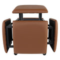 Leather Nesting Ottoman Cube Chair with Wheels Q291774