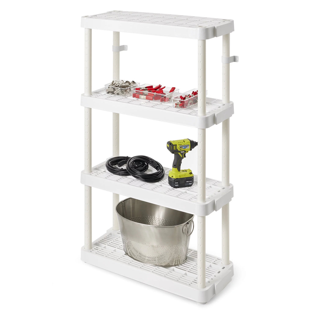 White 4 Shelf Adjustable Height Storage Unit (2 Pack) V117