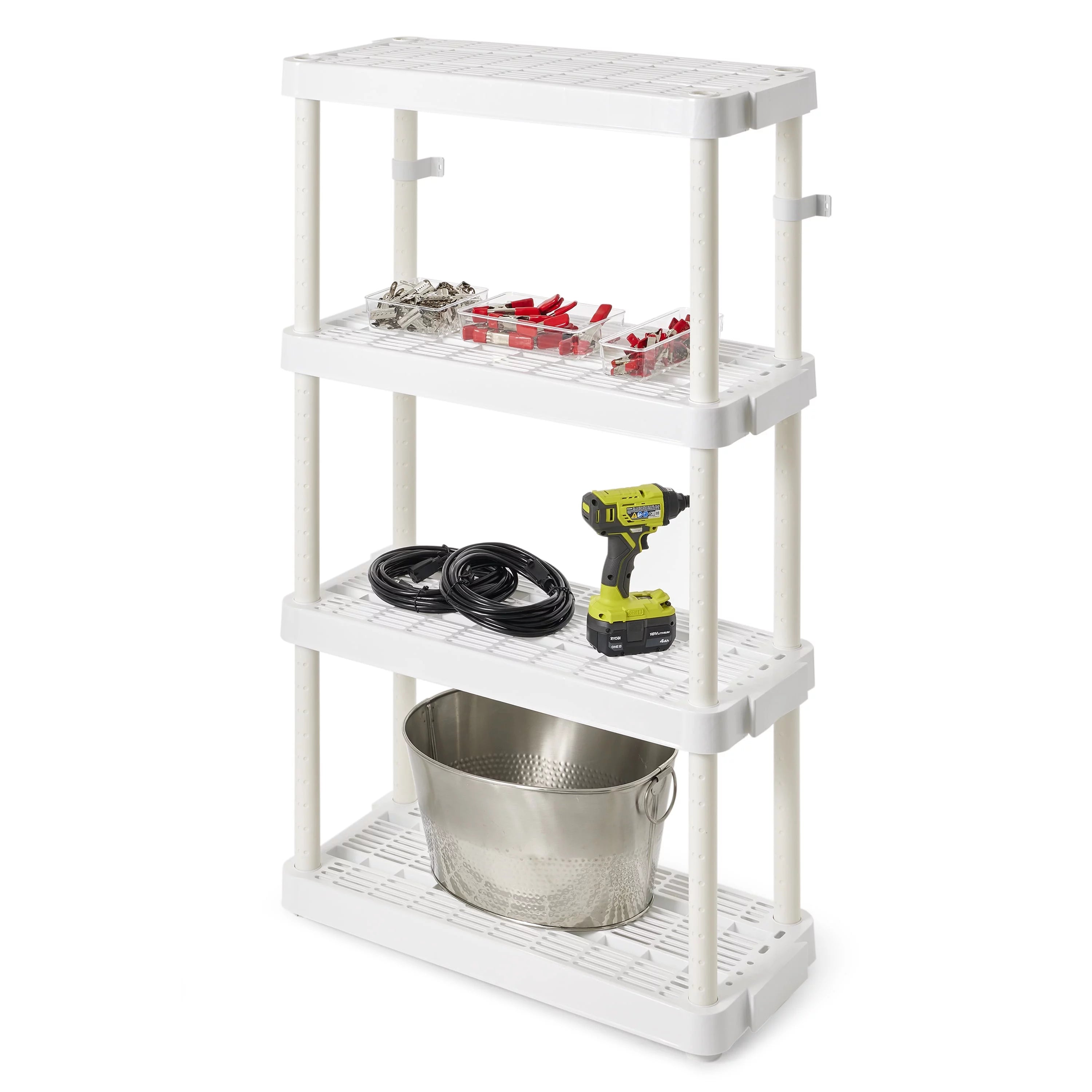 White 4 Shelf Adjustable Height Storage Unit (2 Pack) V117