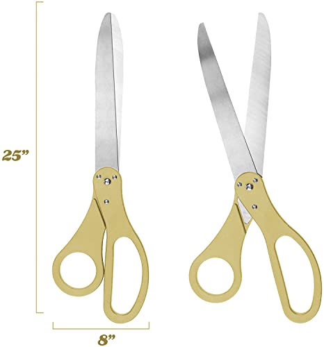 25" Giant Scissors with Gold Satin Ribbon, Banner, Bows, Balloons Y362