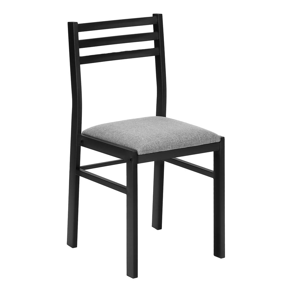 Gray 3pcs Drop Leaf Dining Table Set with Black Metal L236