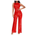 Sequin Sparkly Off the Shoulder Slim Jumpsuit M302