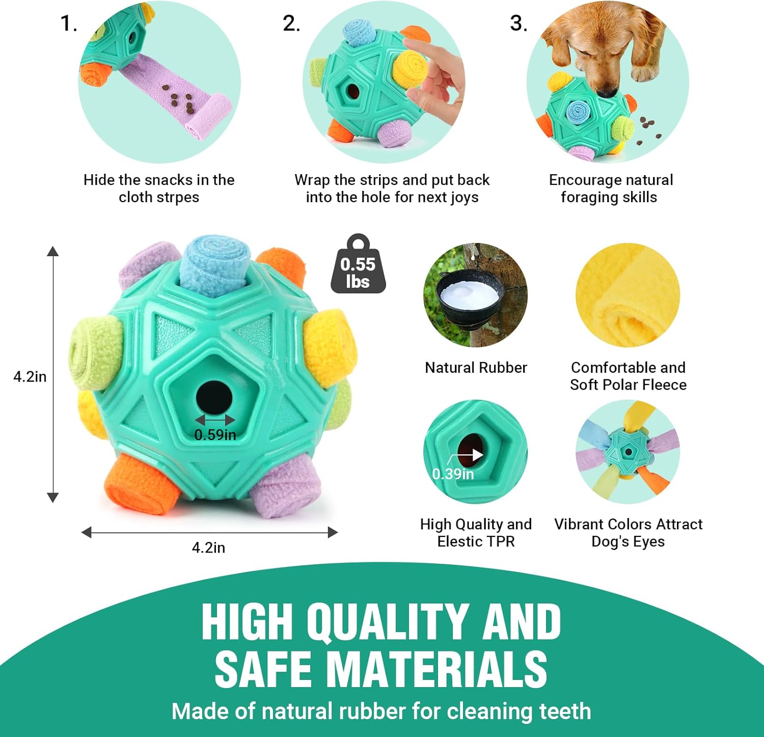 Dog Puzzle Toy Snuffle Ball Treat Dispensing Toy, Machine Washable T15568